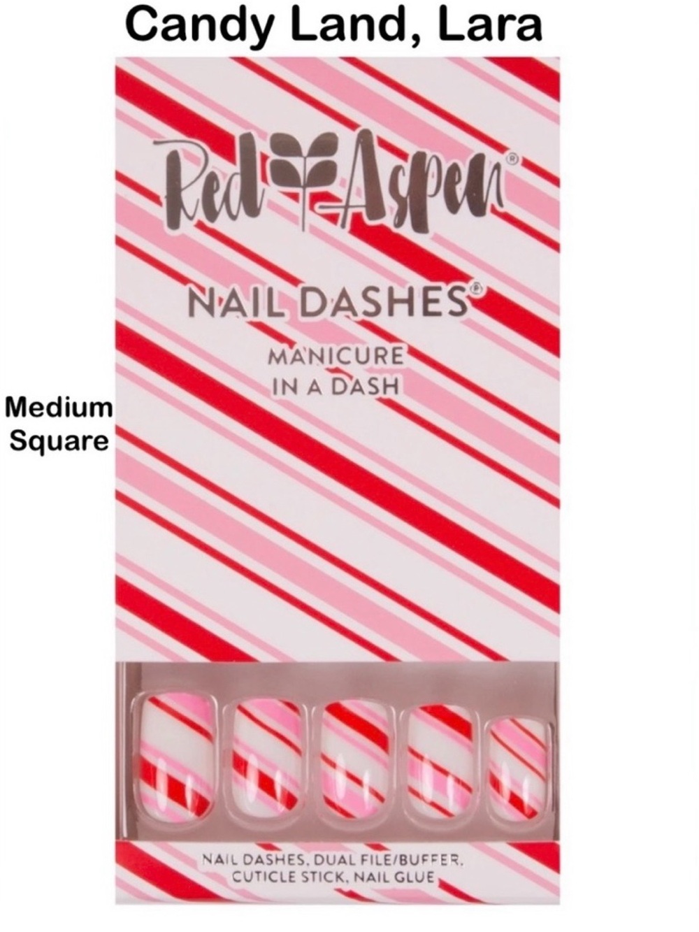 Red Aspen Candy Land Lara Press On Nail Dashes